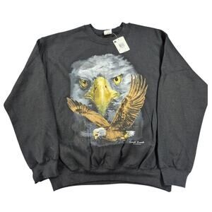 NWT VTG K-Mart Gildan Heavy Blend cot/poly Blk Sweatshirt Eagle graphic Sz M